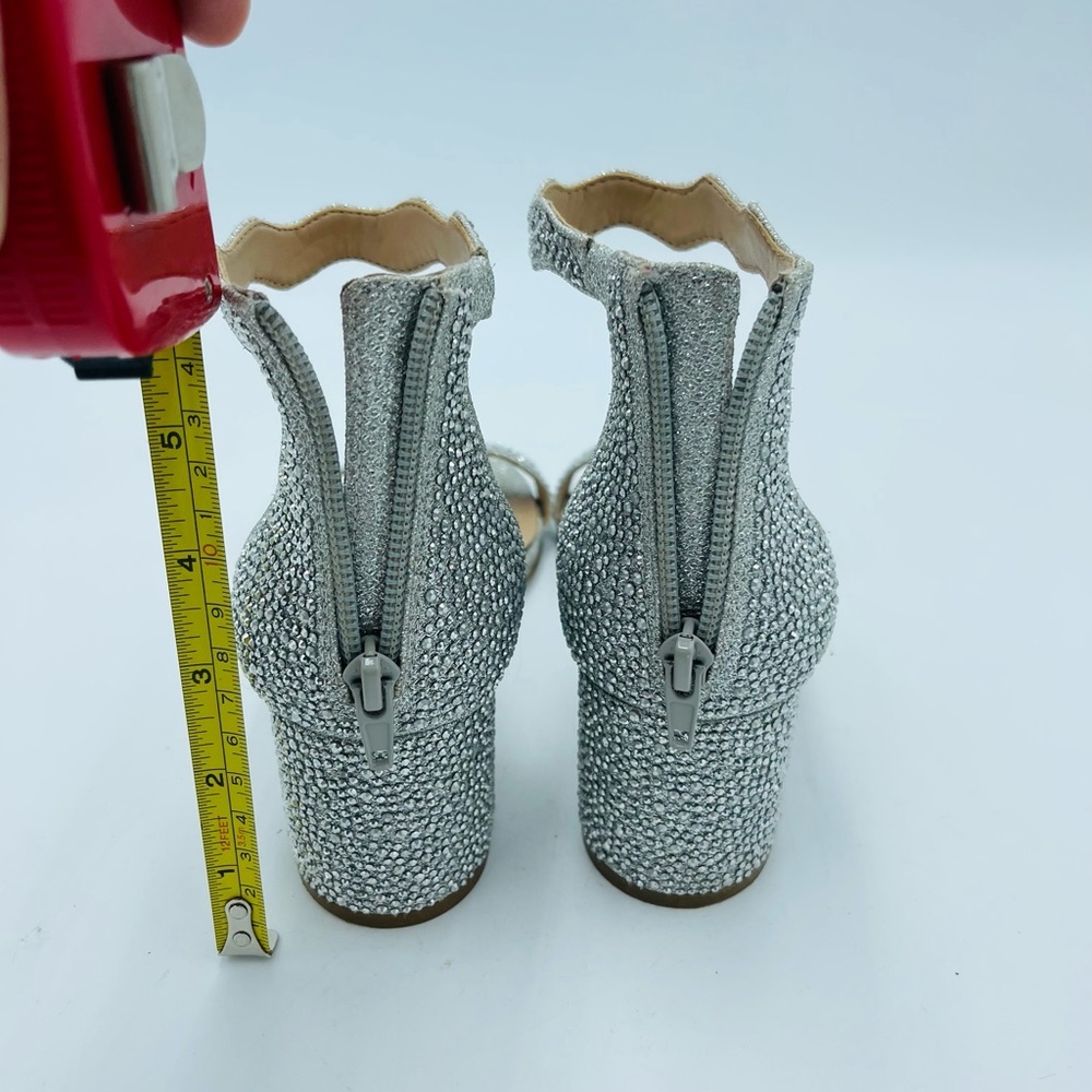 INC International Concepts Womens Hadwin2 Bejeweled Silver Dazzled Open Toe - Picture 3 of 5
